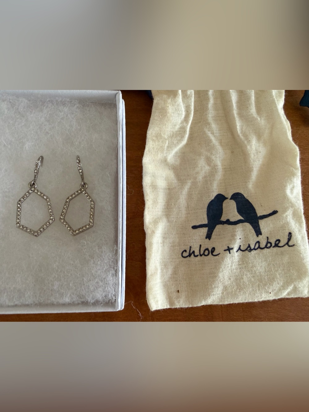 Chloe + Isabel Silver Crystal Hexagon Dangle Earrings